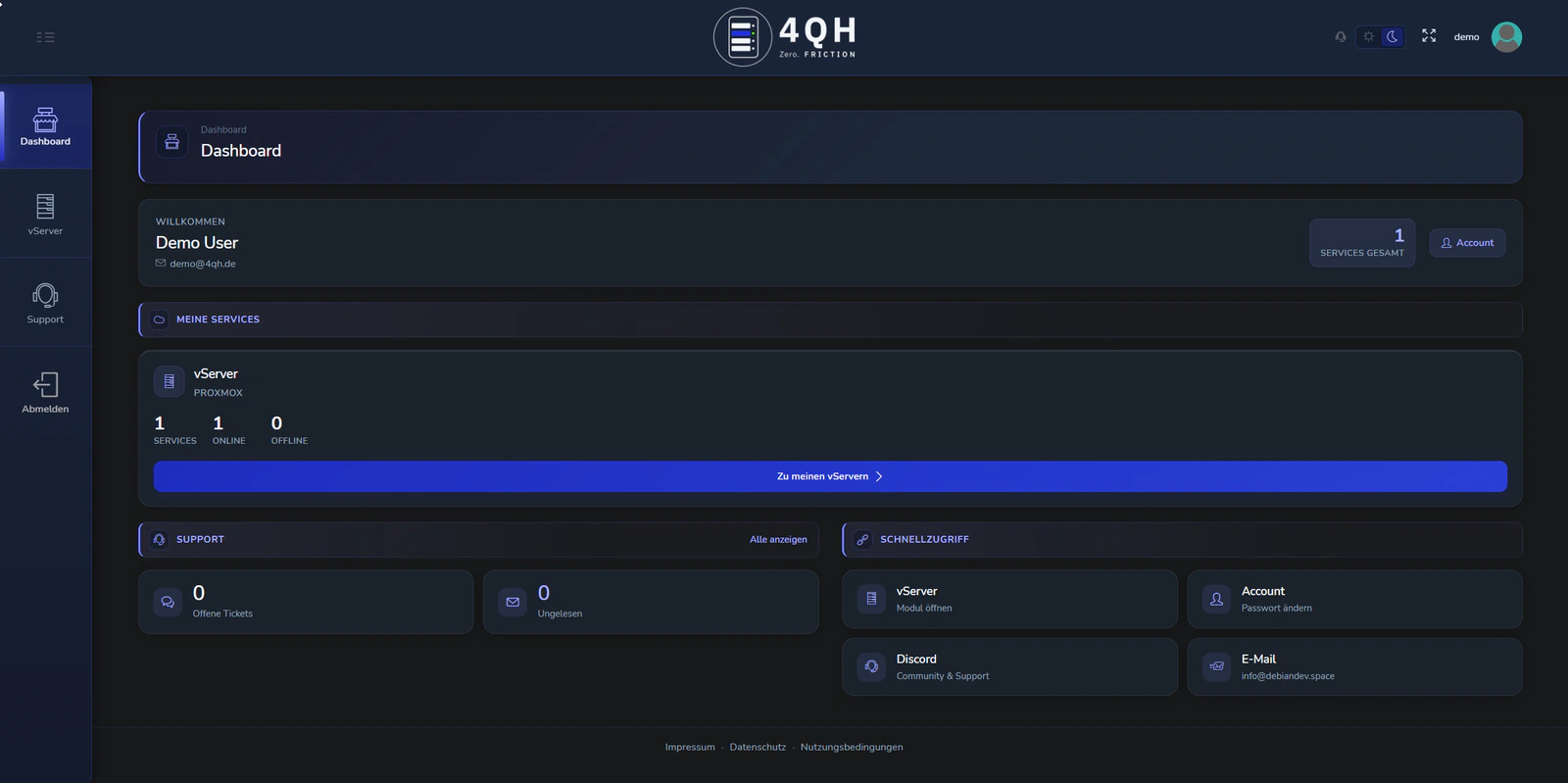 4QH Control Panel Dashboard